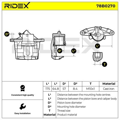 Brake Caliper RIDEX 78B0270 78B0270 - photo 2