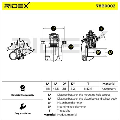 Brake Caliper RIDEX 78B0002 78B0002 - photo 2