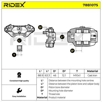 Brake Caliper RIDEX 78B1075 78B1075 - photo 5