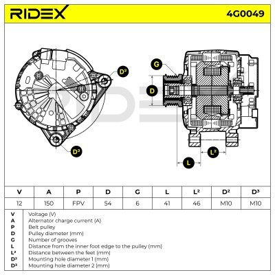 Alternator RIDEX 4G0049 4G0049 - photo 5