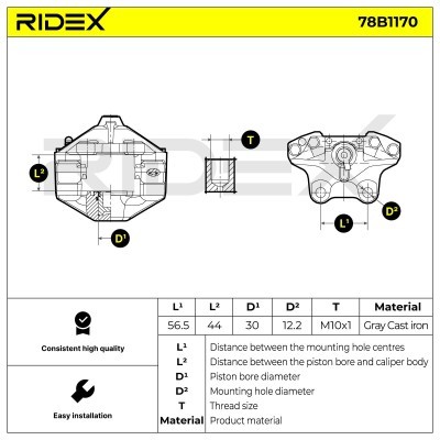 Brake Caliper RIDEX 78B1170 78B1170 - photo 6