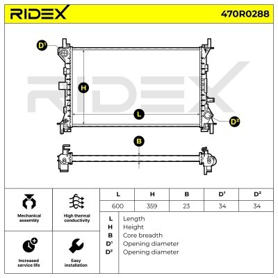 Radiator, Engine Cooling RIDEX 470R0288 470R0288 - photo 4