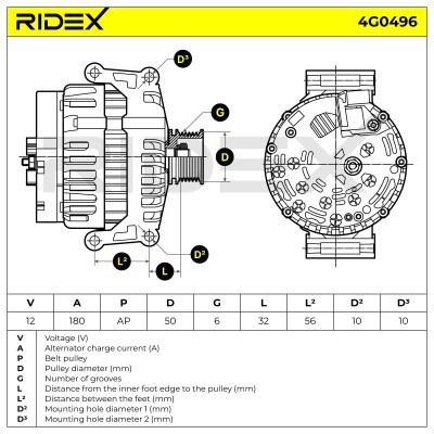 Alternator RIDEX 4G0496 4G0496 - photo 8