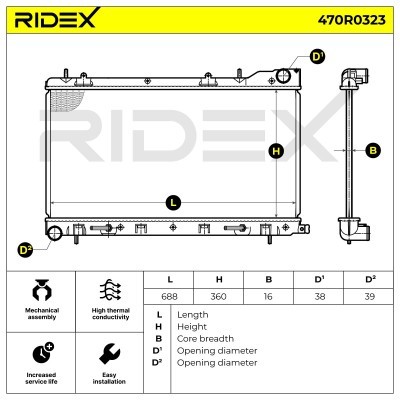 Radiator, Engine Cooling RIDEX 470R0323 470R0323 - photo 9