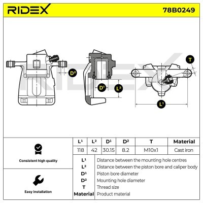 Brake Caliper RIDEX 78B0249 78B0249 - photo 6