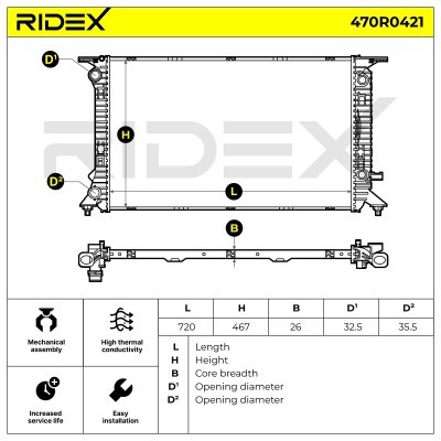 Radiator, Engine Cooling RIDEX 470R0421 470R0421 - photo 5