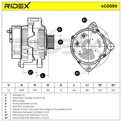 Alternator RIDEX 4G0590 4G0590 - photo 5