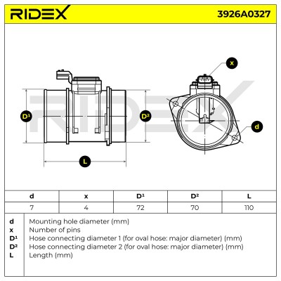 Air Mass Sensor RIDEX 3926A0327 3926A0327 - photo 6