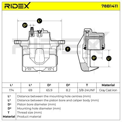 Brake Caliper RIDEX 78B1411 78B1411 - photo 7