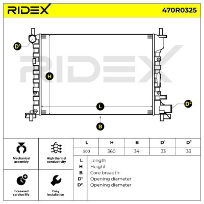 Radiator, Engine Cooling RIDEX 470R0325 470R0325 - photo 8