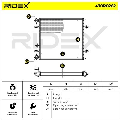 Radiator, Engine Cooling RIDEX 470R0262 470R0262 - photo 5