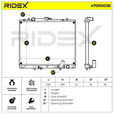 Radiator, Engine Cooling RIDEX 470R0038 470R0038 - photo 4