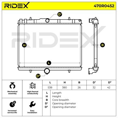 Radiator, Engine Cooling RIDEX 470R0452 470R0452 - photo 7
