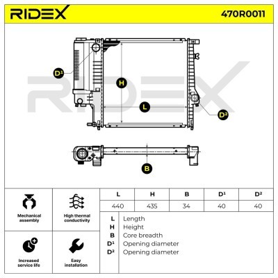 Radiator, Engine Cooling RIDEX 470R0011 470R0011 - photo 5