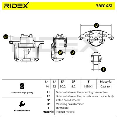 Brake Caliper RIDEX 78B1431 78B1431 - photo 6
