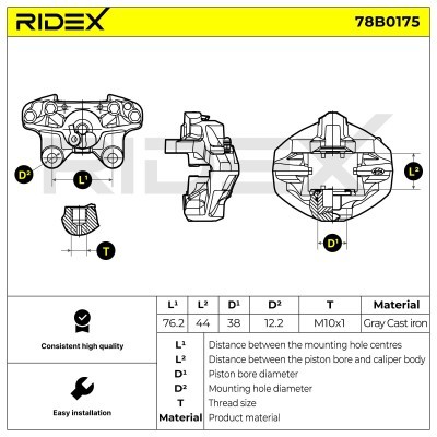 Brake Caliper RIDEX 78B0175 78B0175 - photo 7