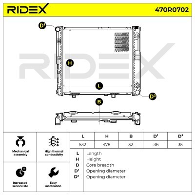 Radiator, Engine Cooling RIDEX 470R0702 470R0702 - photo 5