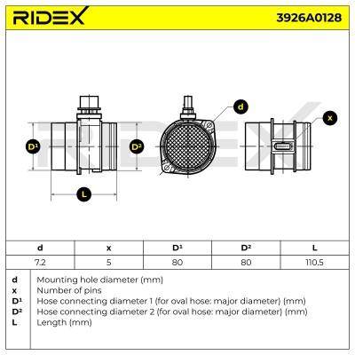 Air Mass Sensor RIDEX 3926A0128 3926A0128 - photo 7