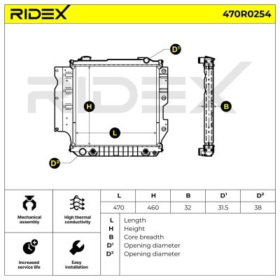 Radiator, Engine Cooling RIDEX 470R0254 470R0254 - photo 5