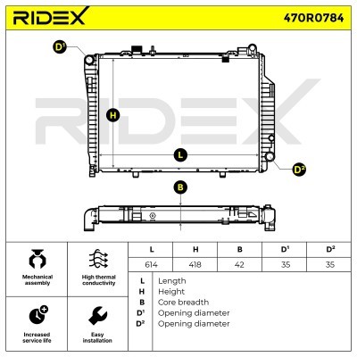 Radiator, Engine Cooling RIDEX 470R0784 470R0784 - photo 7