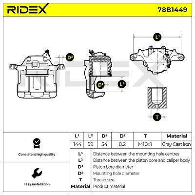 Brake Caliper RIDEX 78B1449 78B1449 - photo 6