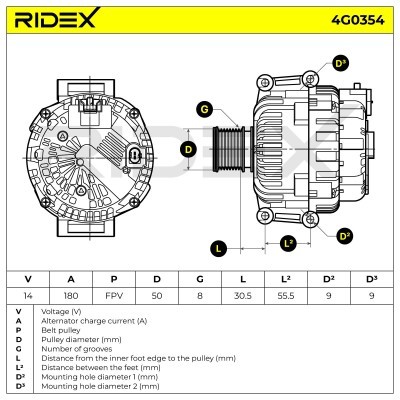 Alternator RIDEX 4G0354 4G0354 - photo 5