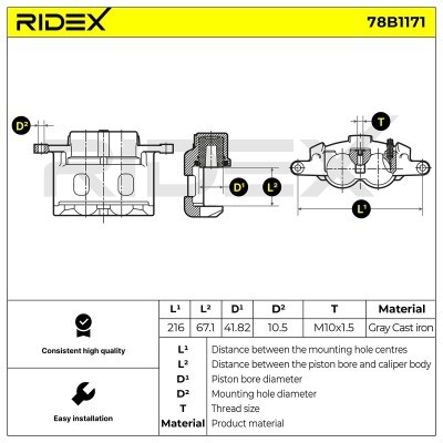 Brake Caliper RIDEX 78B1171 78B1171 - photo 6