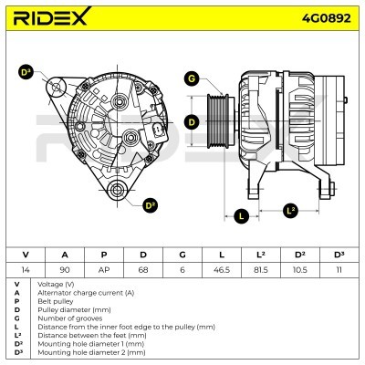 Alternator RIDEX 4G0892 4G0892 - photo 5