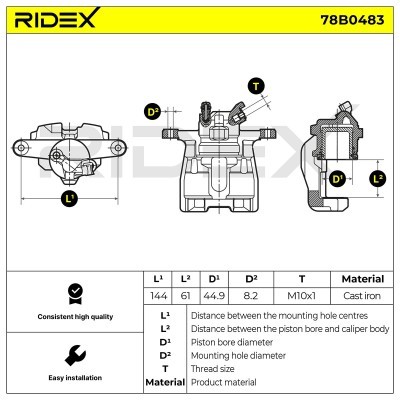 Brake Caliper RIDEX 78B0483 78B0483 - photo 6