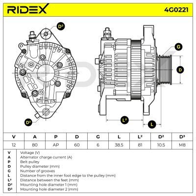 Alternator RIDEX 4G0221 4G0221 - photo 7