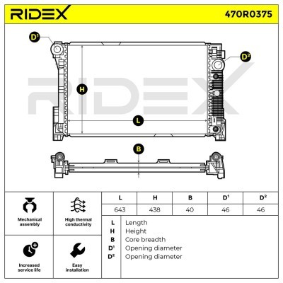 Radiator, Engine Cooling RIDEX 470R0375 470R0375 - photo 4