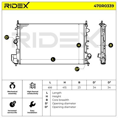 Radiator, Engine Cooling RIDEX 470R0339 470R0339 - photo 8