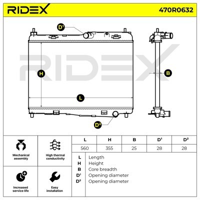 Radiator, Engine Cooling RIDEX 470R0632 470R0632 - photo 7