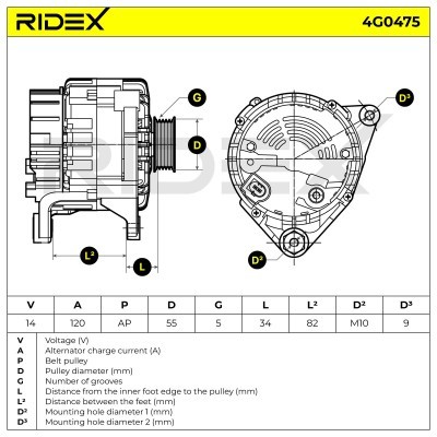 Alternator RIDEX 4G0475 4G0475 - photo 6