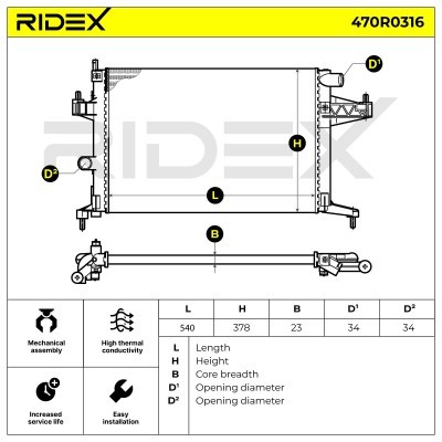 Radiator, Engine Cooling RIDEX 470R0316 470R0316 - photo 5