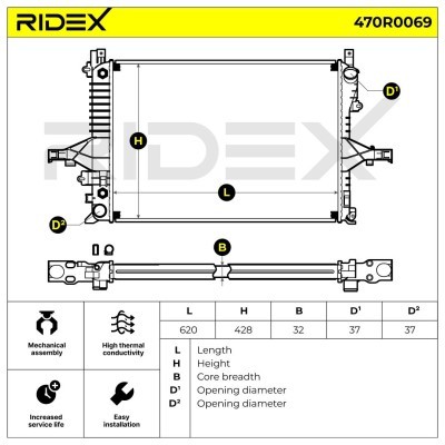 Radiator, Engine Cooling RIDEX 470R0069 470R0069 - photo 4
