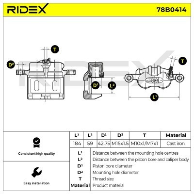 Brake Caliper RIDEX 78B0414 78B0414 - photo 6