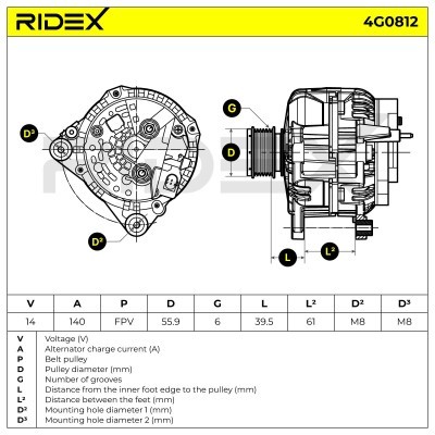 Alternator RIDEX 4G0812 4G0812 - photo 7