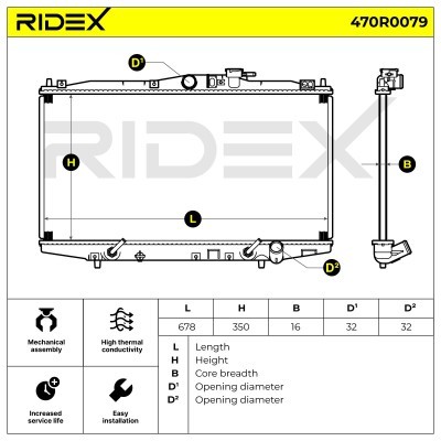 Radiator, Engine Cooling RIDEX 470R0079 470R0079 - photo 5