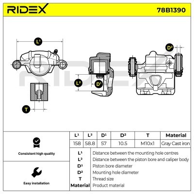 Brake Caliper RIDEX 78B1390 78B1390 - photo 7