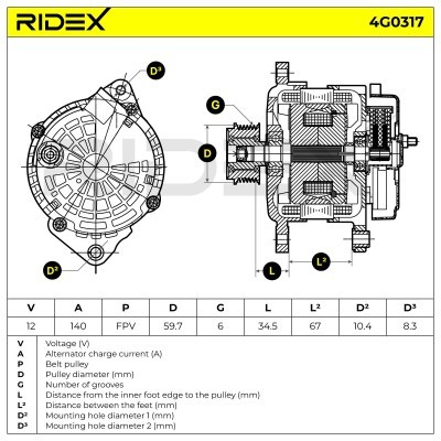 Alternator RIDEX 4G0317 4G0317 - photo 7