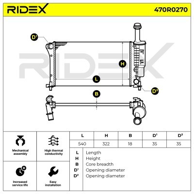 Radiator, Engine Cooling RIDEX 470R0270 470R0270 - photo 6