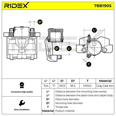 Brake Caliper RIDEX 78B1905 78B1905 - photo 3