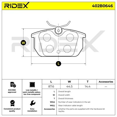 Brake Pads Set RIDEX 402B0646 402B0646 - photo 6