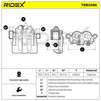 Brake Caliper RIDEX 78B2086 78B2086 - photo 6