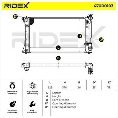 Radiator, Engine Cooling RIDEX 470R0103 470R0103 - photo 5