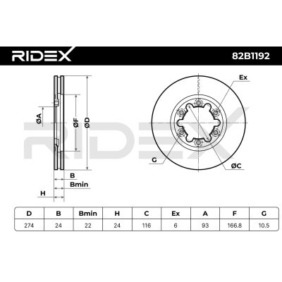 Brake Disc RIDEX 82B1192 82B1192 - photo 6