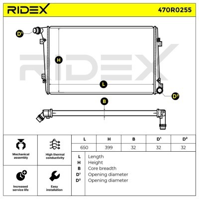 Radiator, Engine Cooling RIDEX 470R0255 470R0255 - photo 7