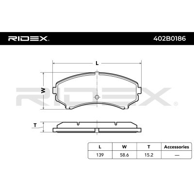 Brake Pads Set RIDEX 402B0186 402B0186 - photo 3