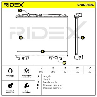 Radiator, Engine Cooling RIDEX 470R0896 470R0896 - photo 5
